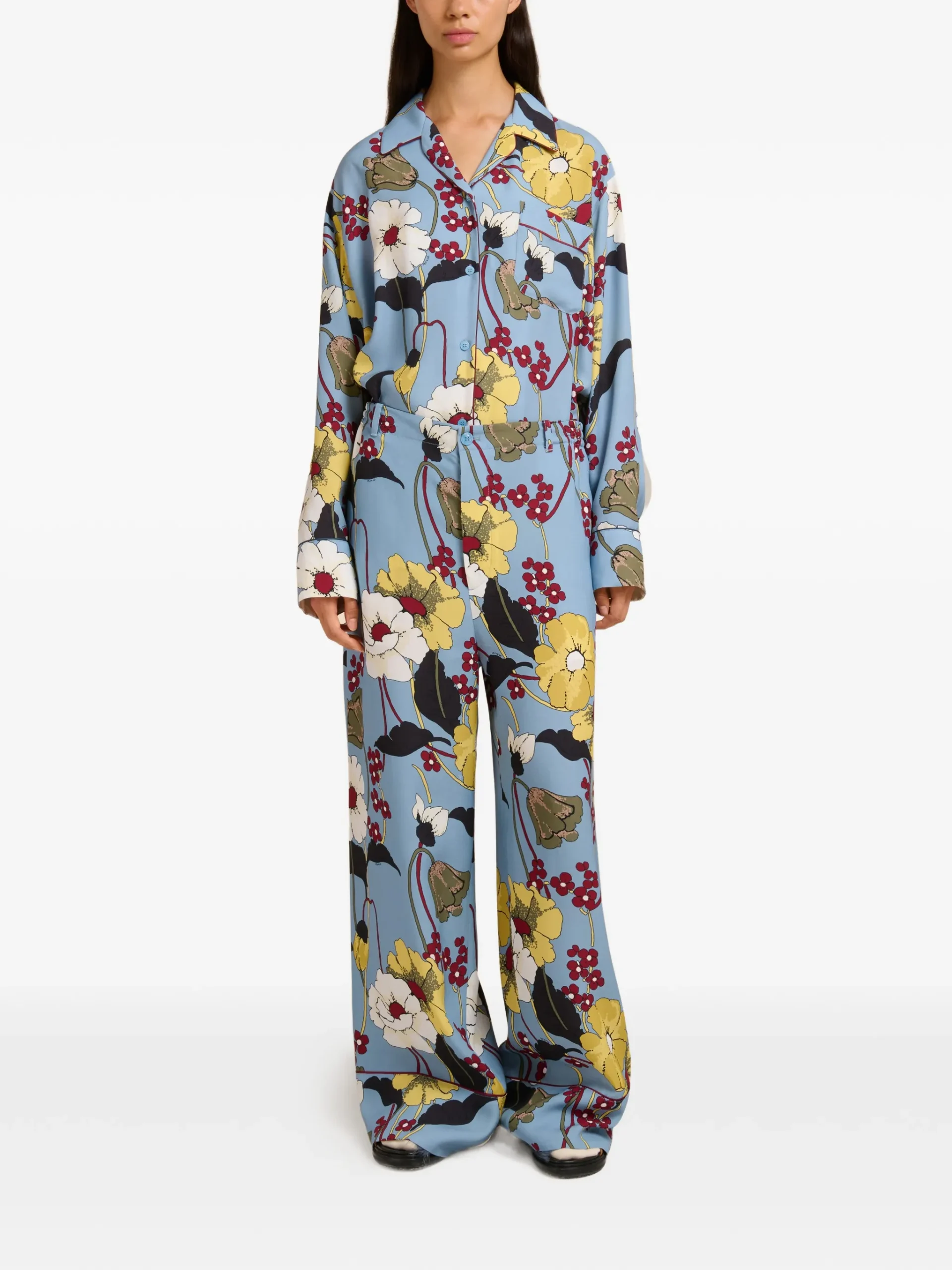 Pantaloni Marni floral albastru - imagine 2