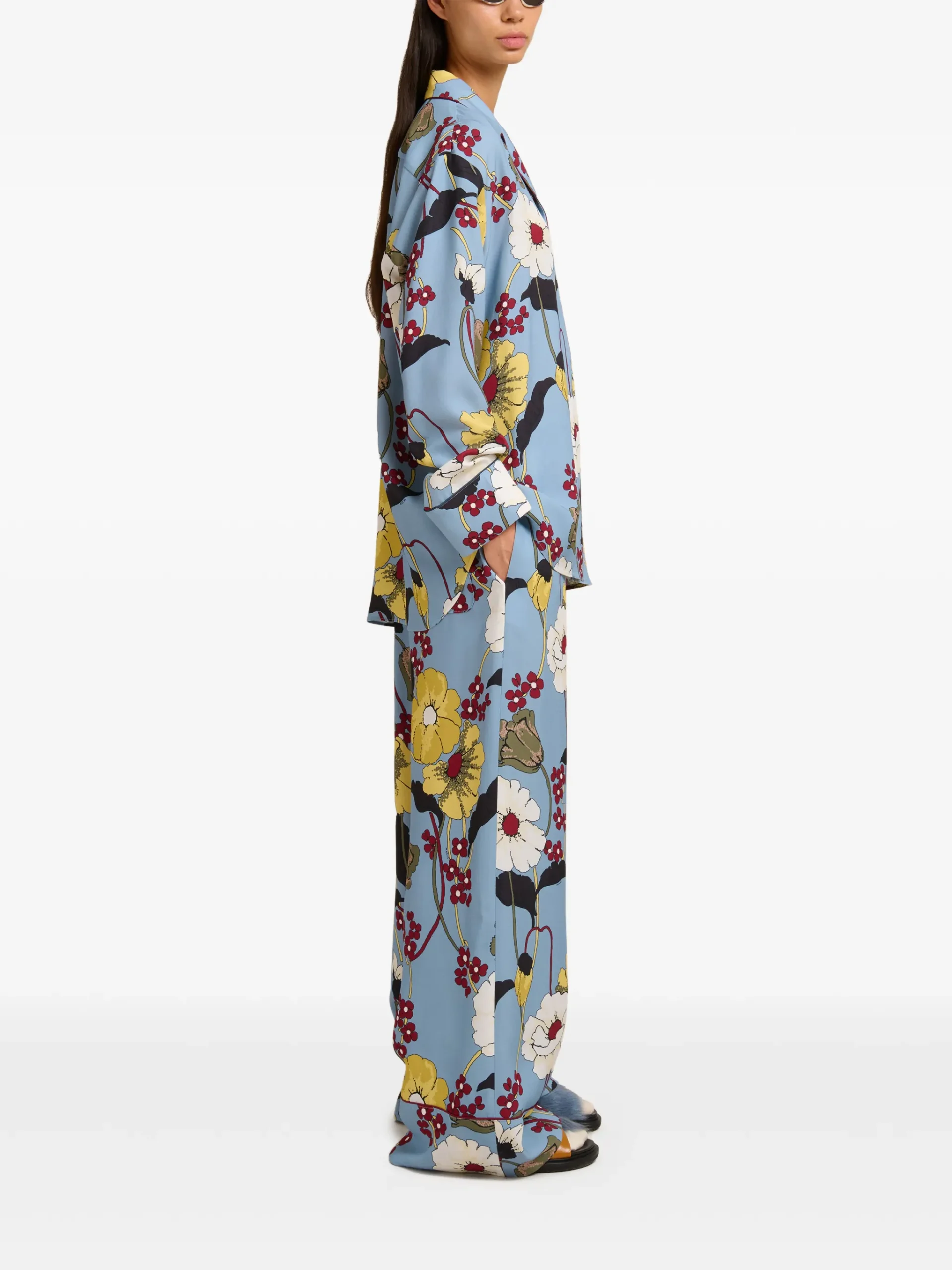 Pantaloni Marni floral albastru - imagine 5