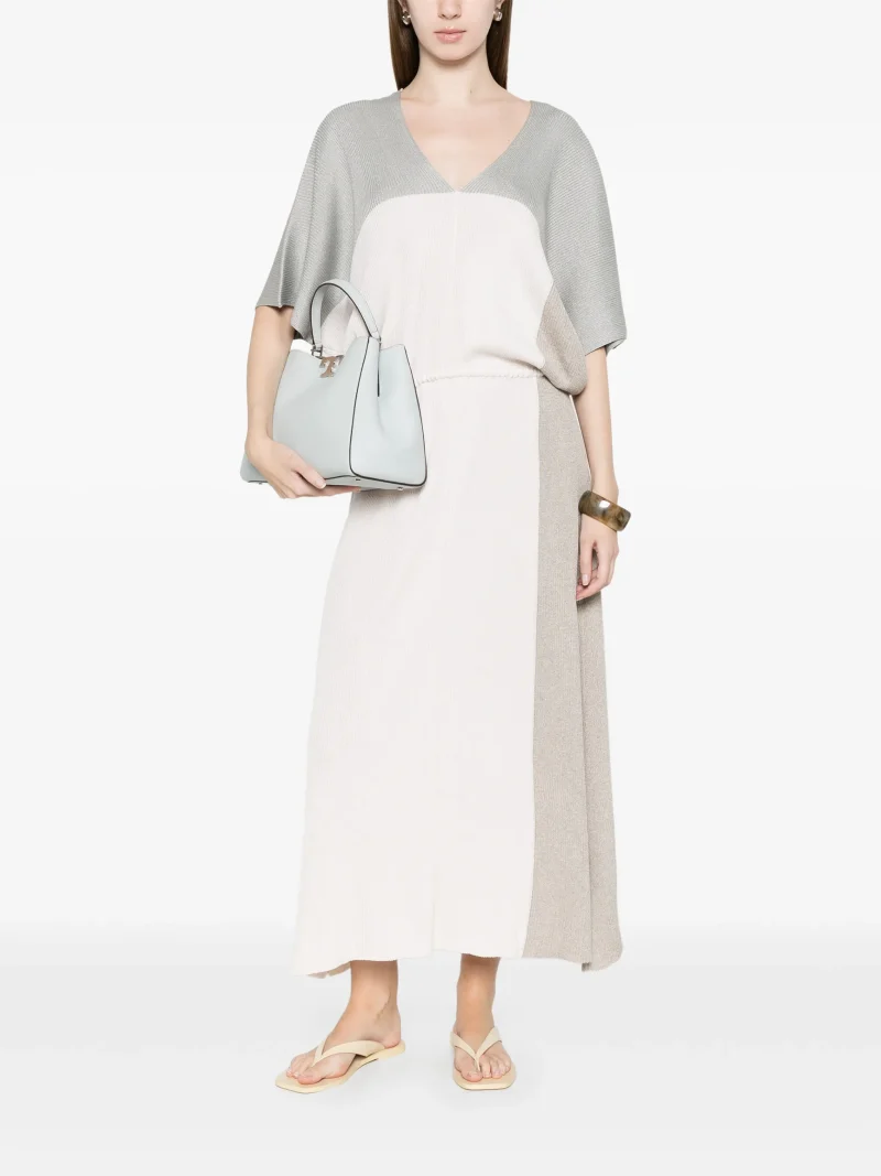 Alternative view of Rochie Lorena Antoniazzi V-neck colourblock bej