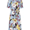 Rochie Marni floral-print V-neck albastru