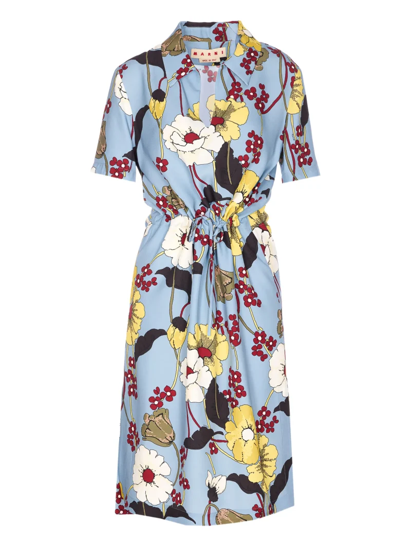 Alternative view of Rochie Marni floral-print V-neck albastru