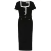 Rochie midi Self-Portrait Belted negru