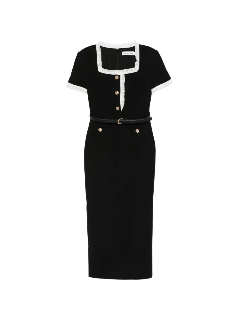 Rochie midi Self-Portrait Belted negru