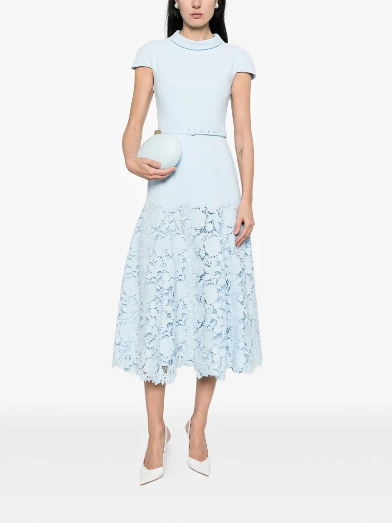 Alternative view of Rochie midi Self-Portrait crepe lace albastru