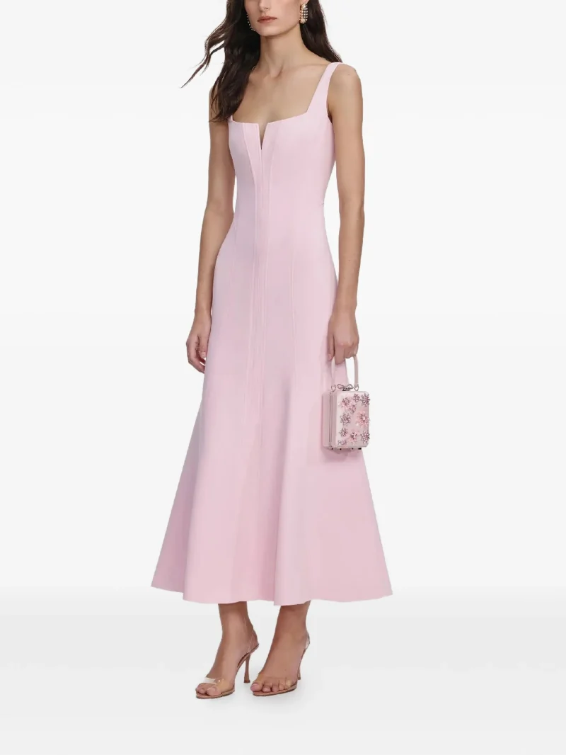 Alternative view of Rochie midi Self-Portrait square-neck roz