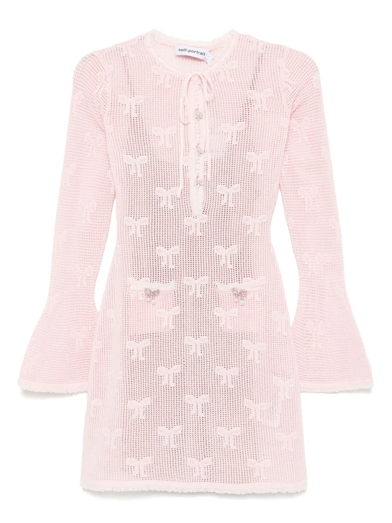 Rochie mini Self-Portrait Bow roz