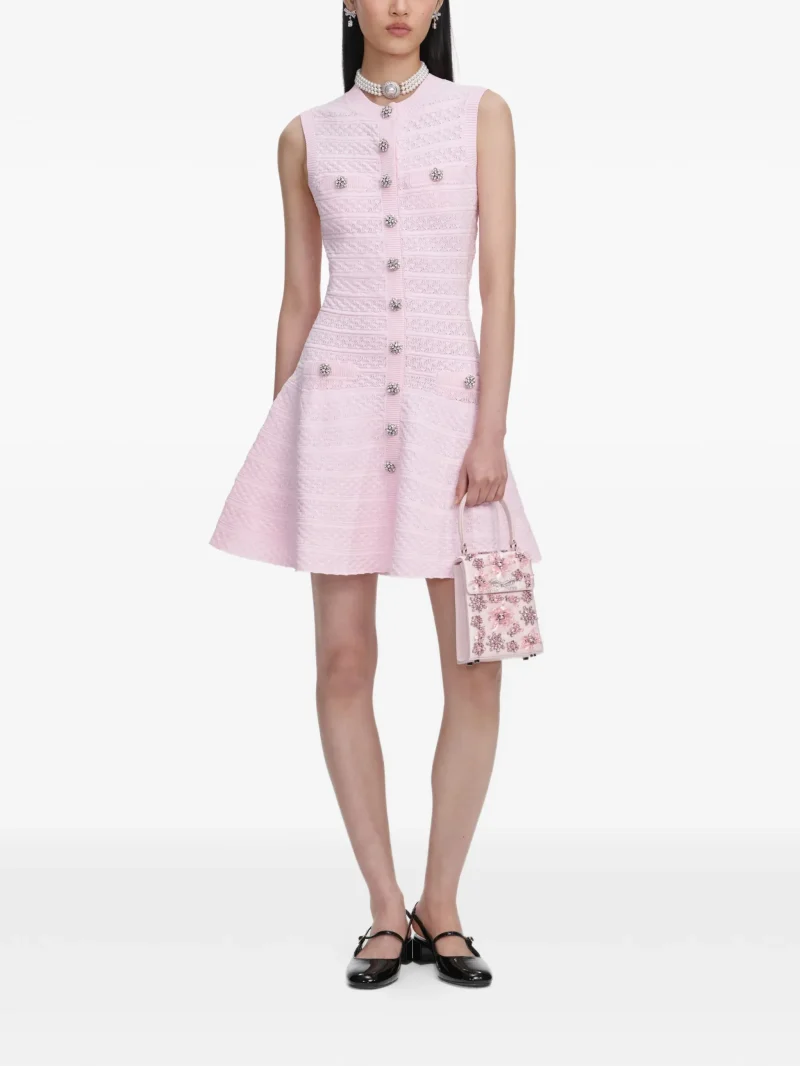 Alternative view of Rochie mini Self-Portrait buttoned A-line roz