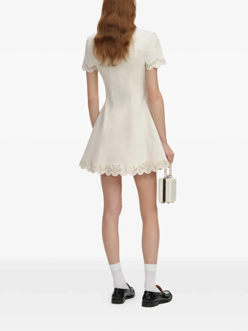 Alternative view of Rochie mini Self-Portrait eyelet collared alb