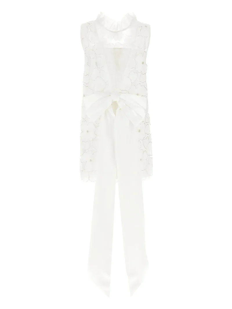 Alternative view of Rochie mini Self-Portrait satin alb