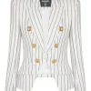 Sacou Balmain six-button pinstripe alb