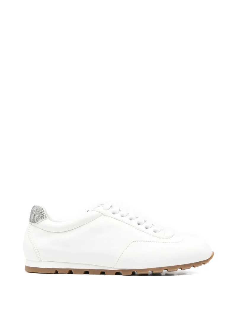 Sneakers Doucal's crystal-embellished leather alb