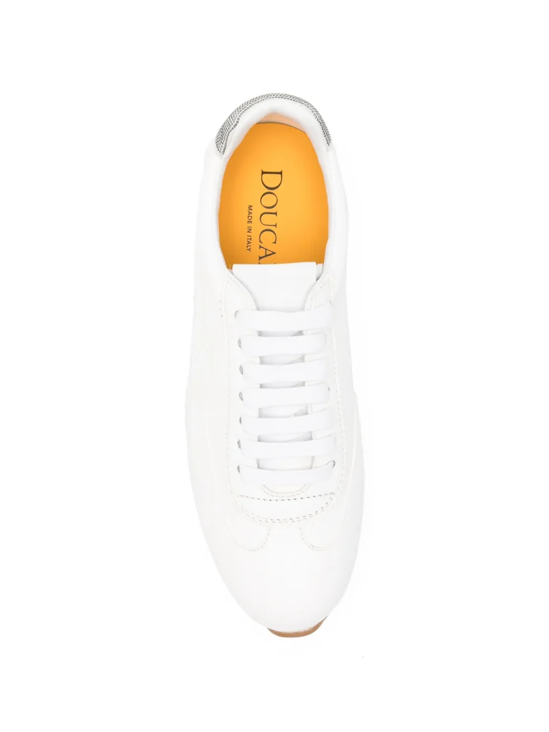 Sneakers Doucal's crystal-embellished leather alb - imagine 3