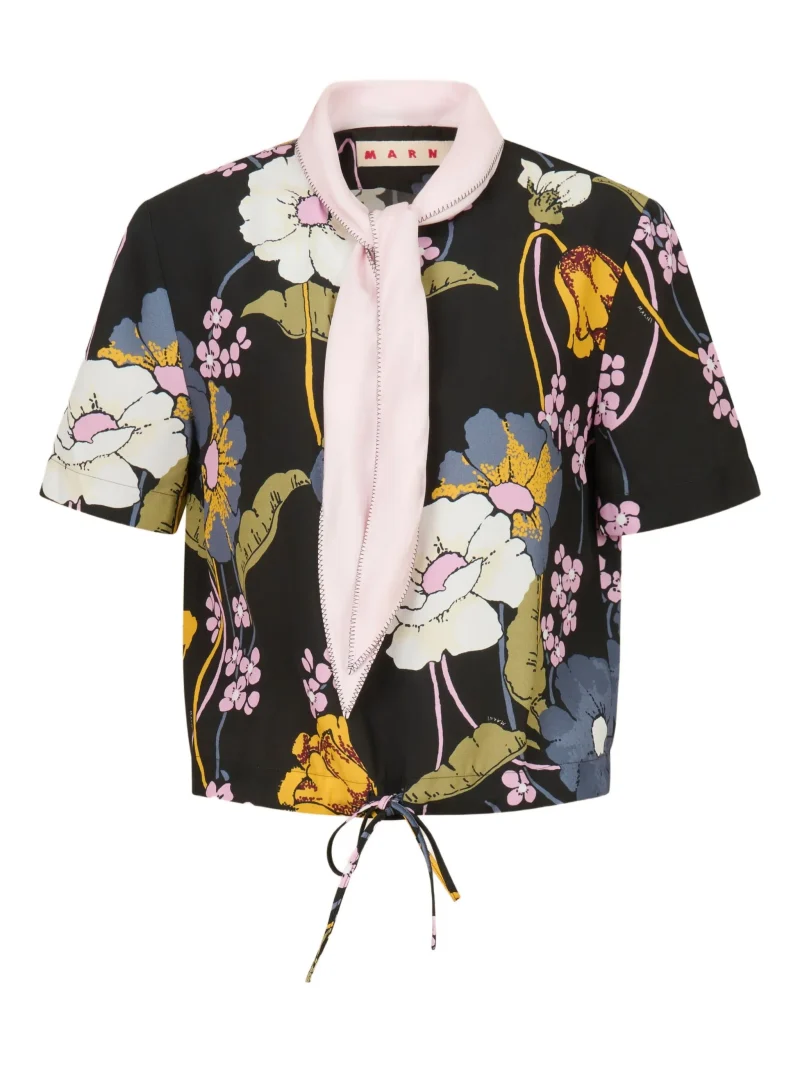 Top Marni floral negru