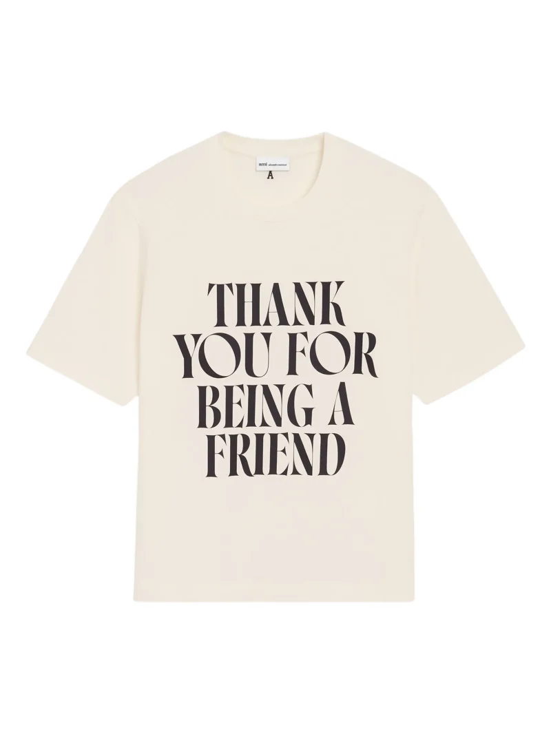 Tricou AMI Paris signature-print crem