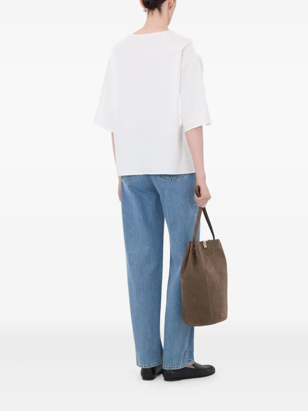 Tricou LouLou De Saison Osis drop-shoulder alb - imagine 3