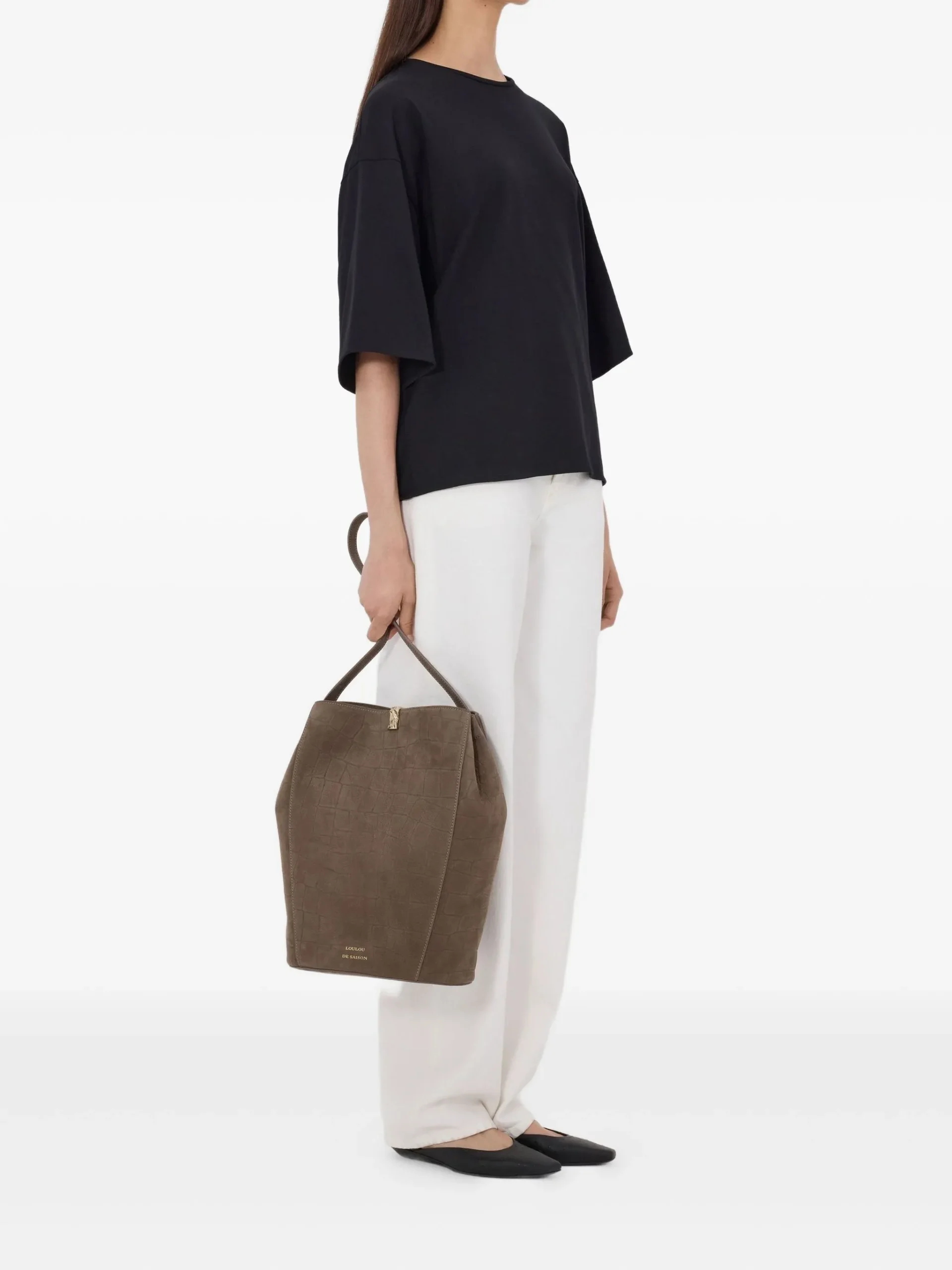 Tricou LouLou De Saison Osis drop-shoulder negru - imagine 5