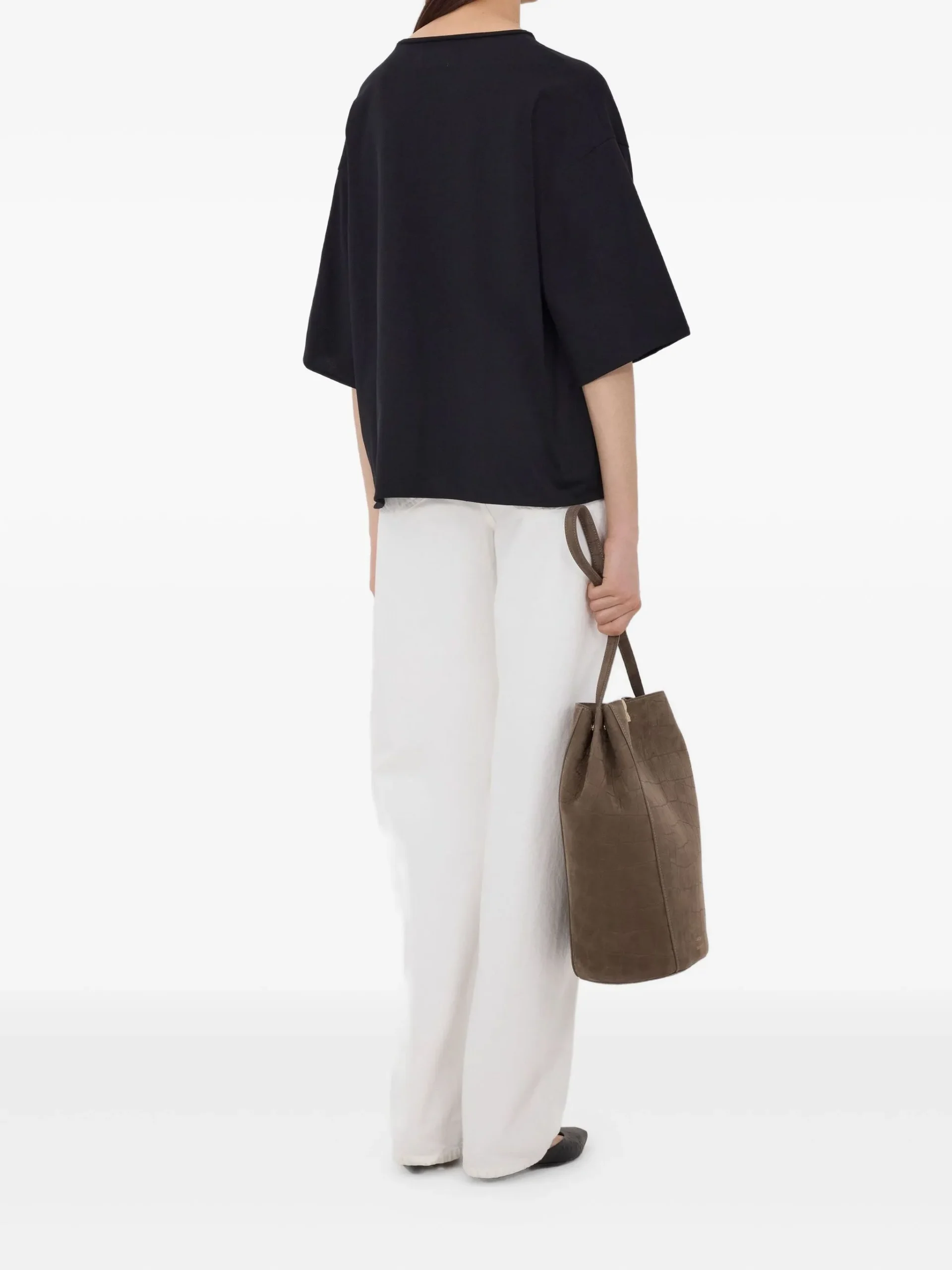 Tricou LouLou De Saison Osis drop-shoulder negru - imagine 4