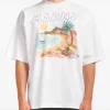 Tricou Marni coastal-scene alb