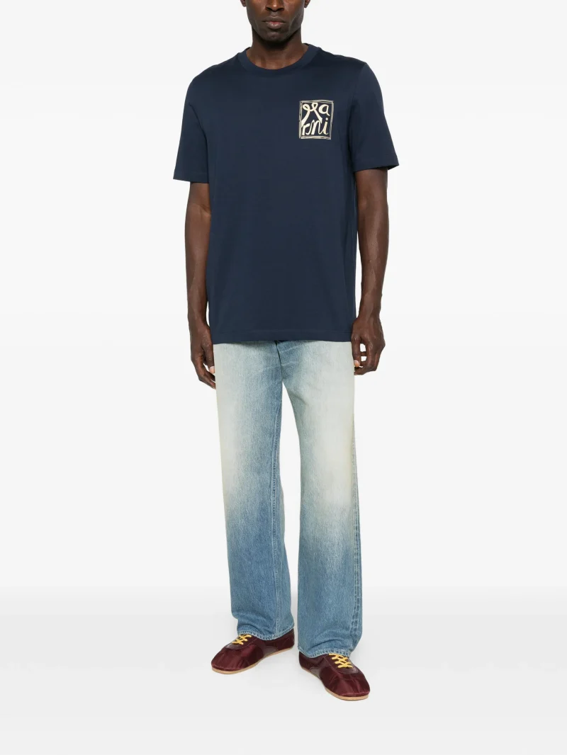 Alternative view of Tricou Marni logo crew-neck albastru