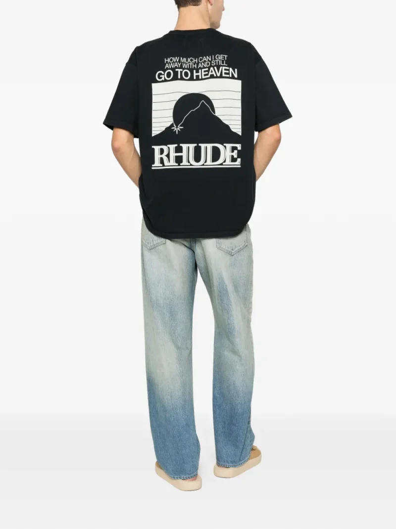 Alternative view of Tricou RHUDE graphic crew-neck negru