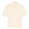 Tricou polo AMI Paris logo-patch crem