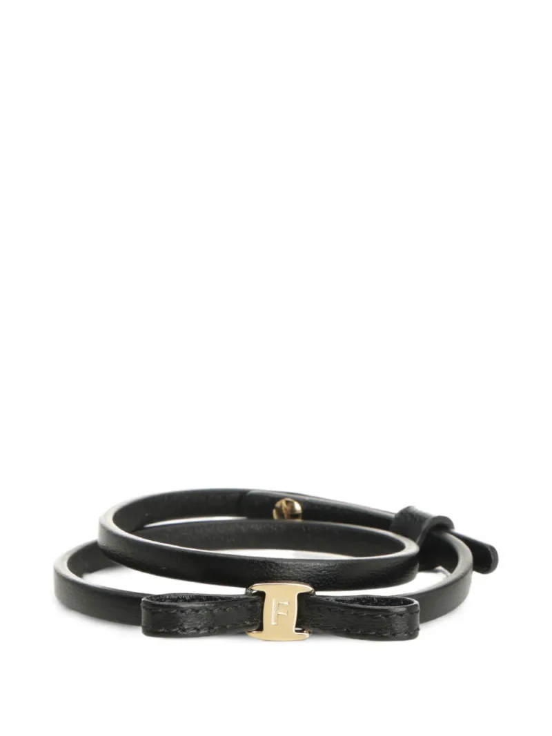 Bratara Ferragamo Mini-Bow Wrap negru