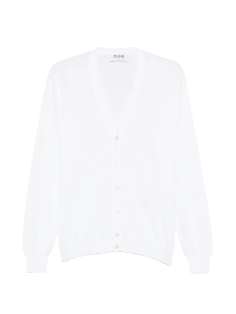 Cardigan Gran Sasso Button-Fastening V-neck alb