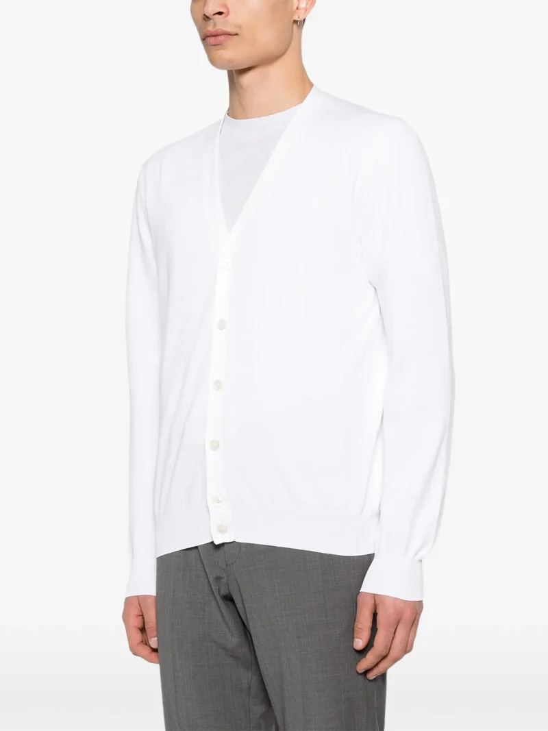 Cardigan Gran Sasso Button-Fastening V-neck alb - imagine 3