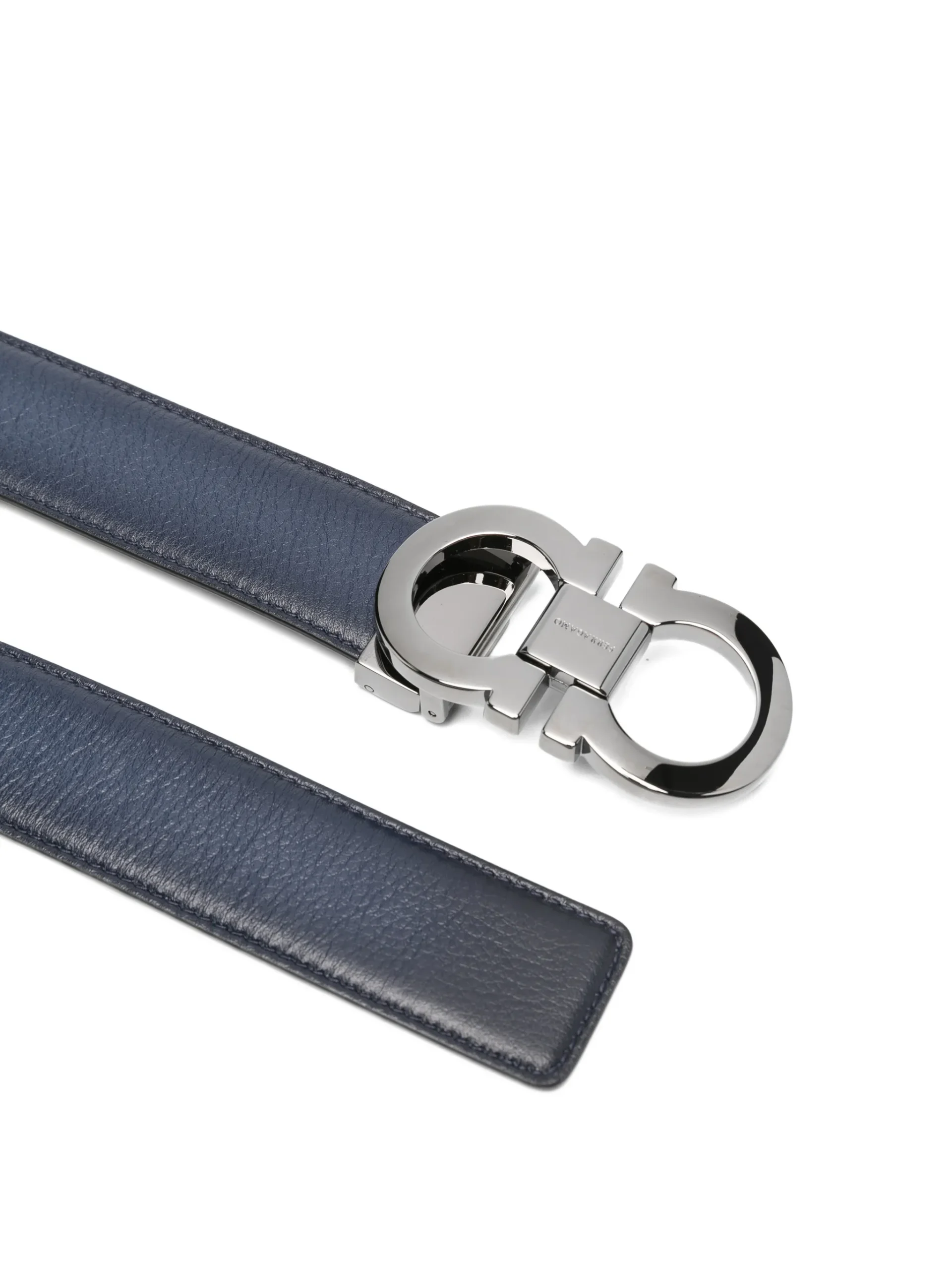 Curea Ferragamo Logo-Buckle Leather bleumarin - imagine 2