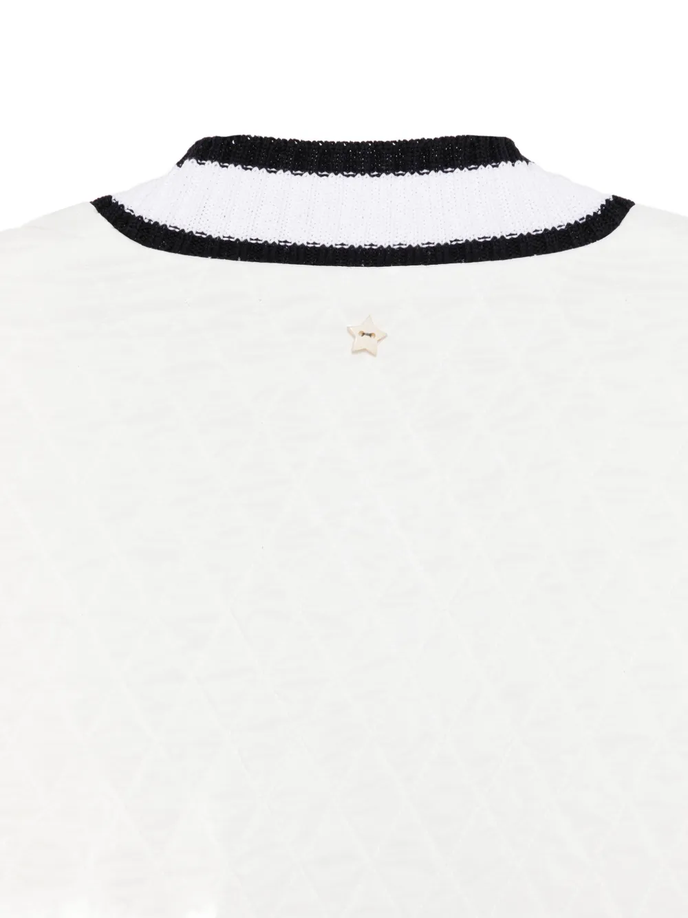 Jacheta Lorena Antoniazzi Quilted V-neck alb - imagine 3