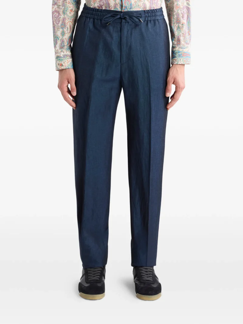 Pantaloni ETRO Drawstring-Waist bleumarin