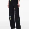 Pantaloni Stella McCartney Floral-Embroidered negru