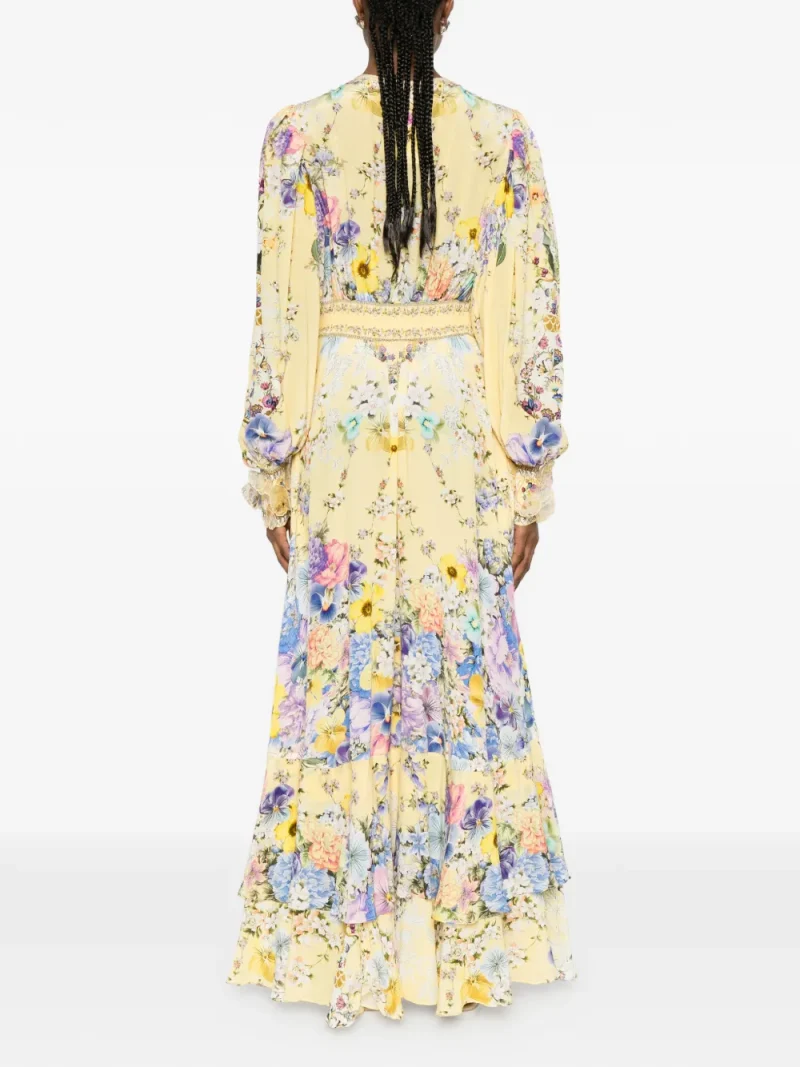 Alternative view of Rochie maxi Camilla Ruffled Floral-Print galben