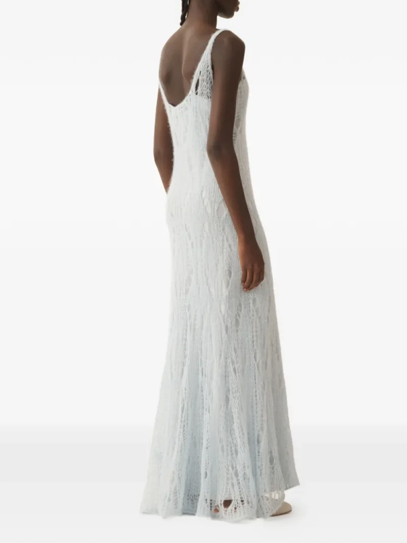 Alternative view of Rochie maxi Fabiana Filippi Openwork Knit albastru