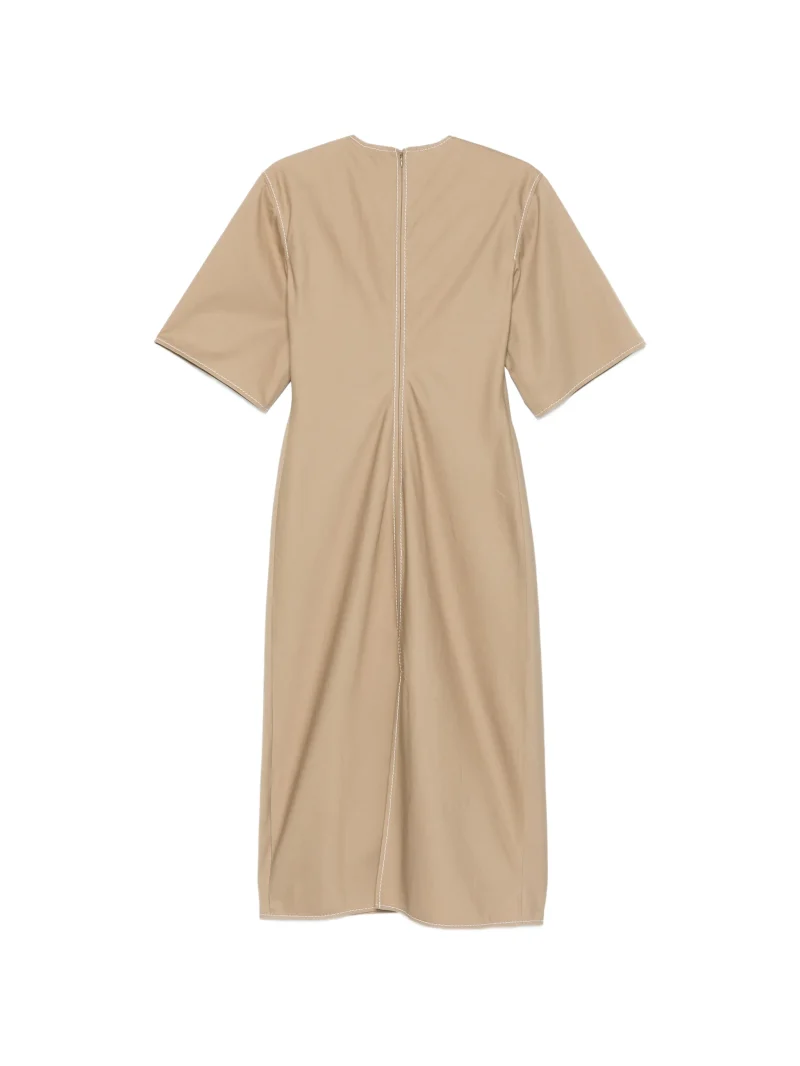 Alternative view of Rochie midi AMI Paris Topstitch crem