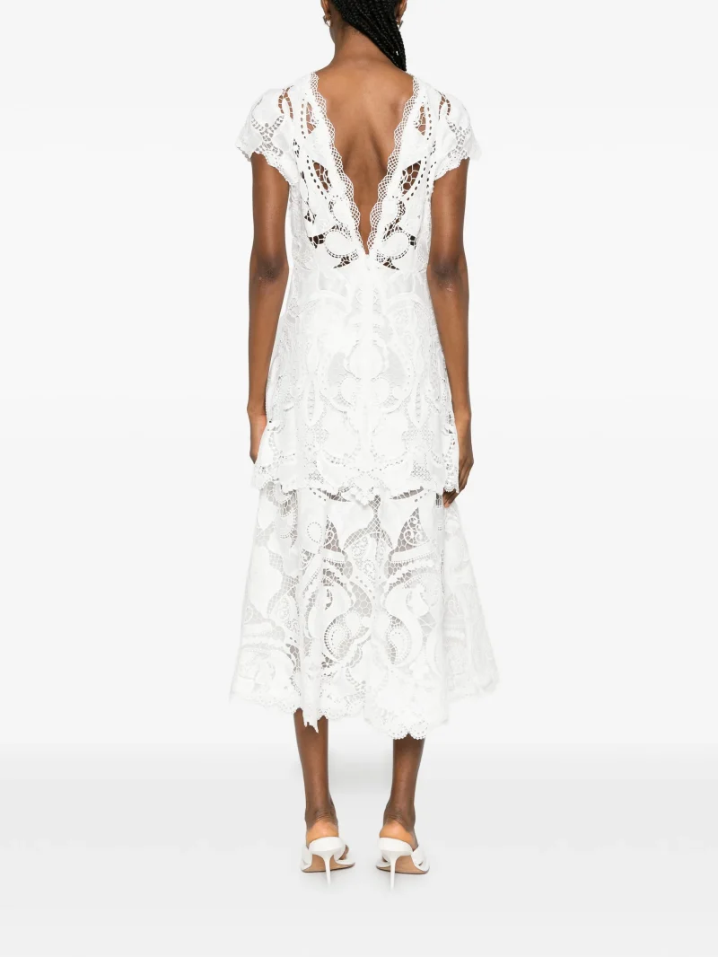 Alternative view of Rochie midi Simkhai Laura Lace-Detail Layered alb
