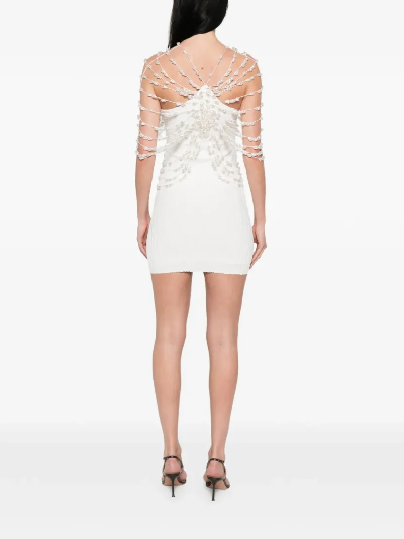 Alternative view of Rochie mini Cult Gaia Oliviana Beaded Ribbed ecru