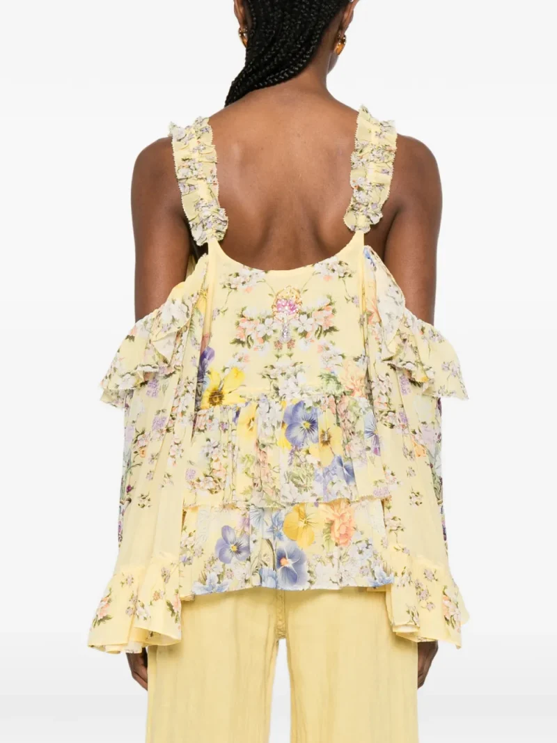 Alternative view of Top Camilla Ruffled Floral galben