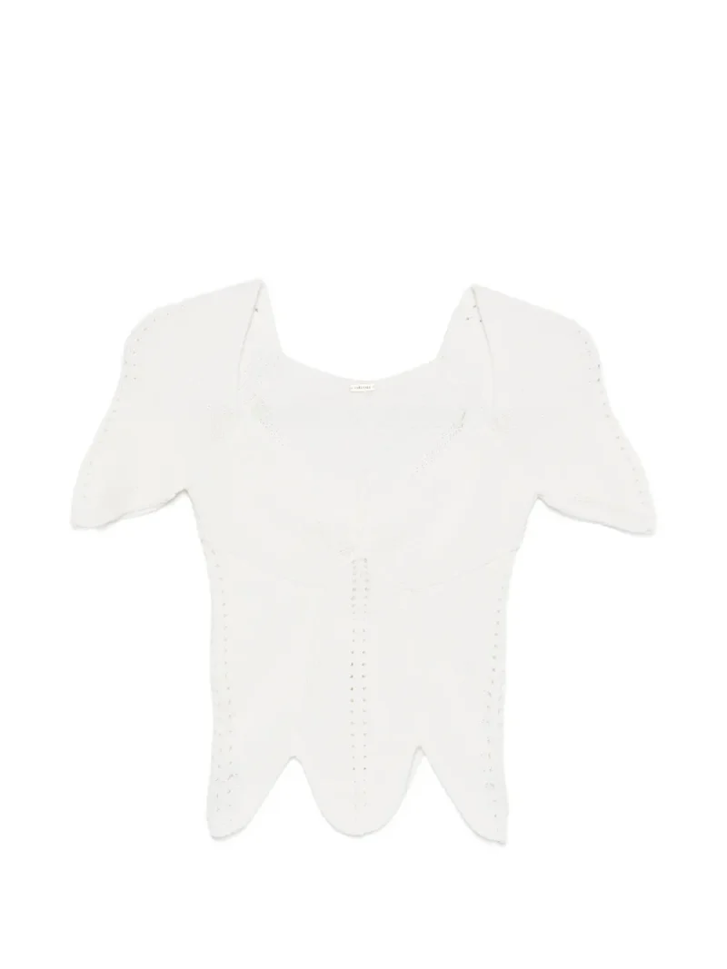 Top Cult Gaia Eliza V-neck Scalloped alb