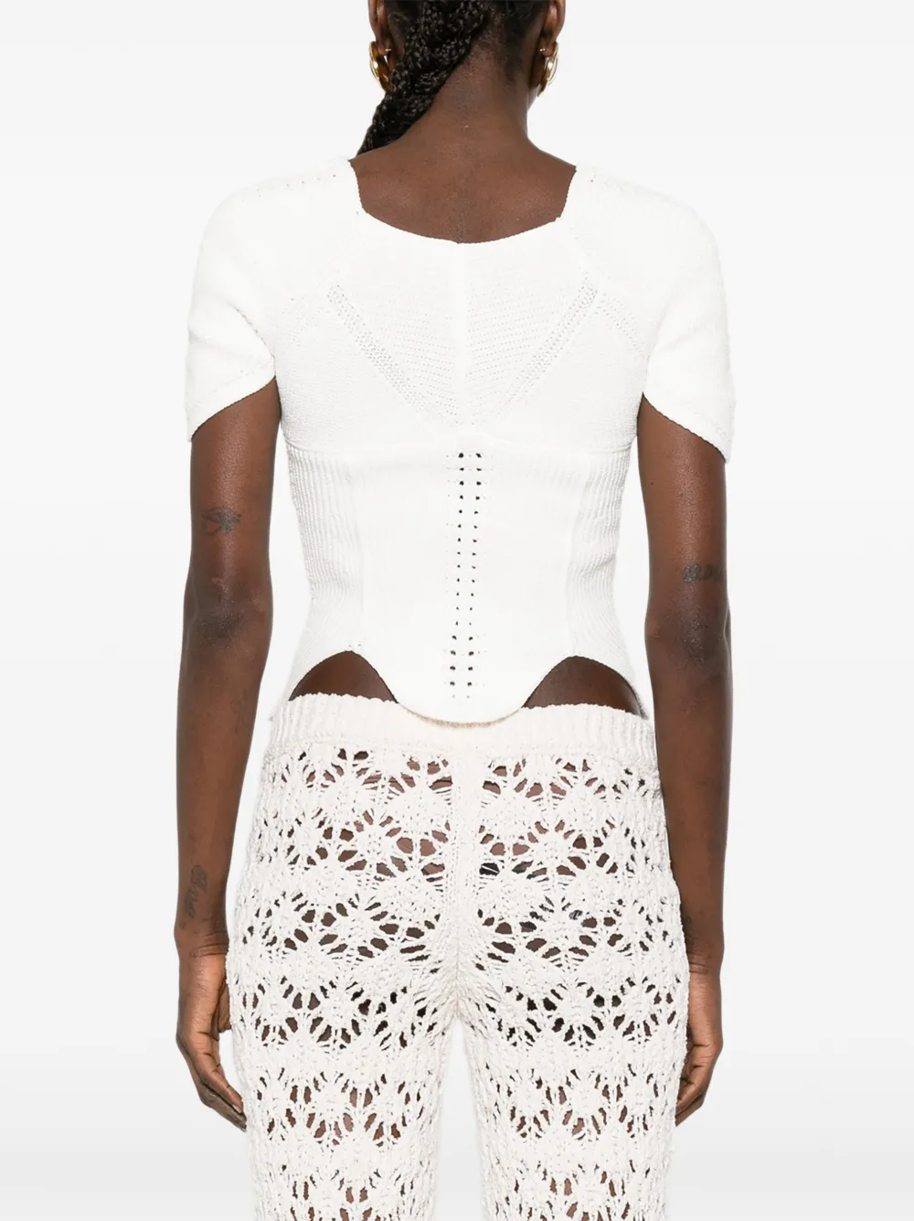 Top Cult Gaia Eliza V-neck Scalloped alb - imagine 2