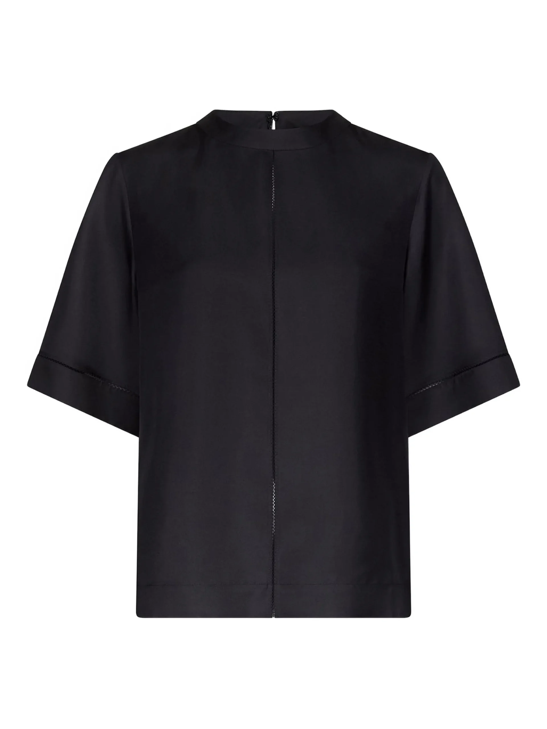 Top LouLou De Saison Havana lace-stitch silk negru