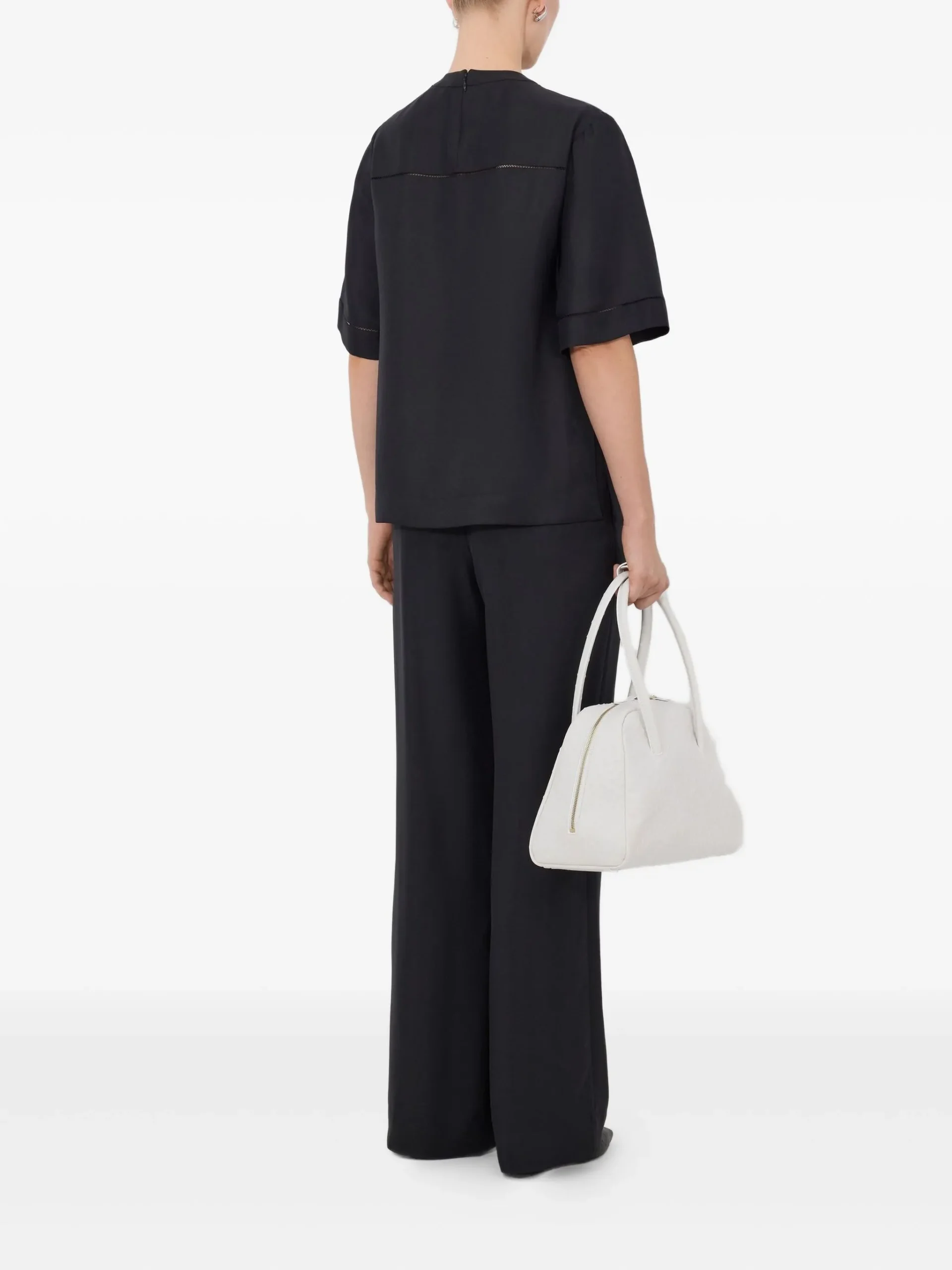 Top LouLou De Saison Havana lace-stitch silk negru - imagine 4