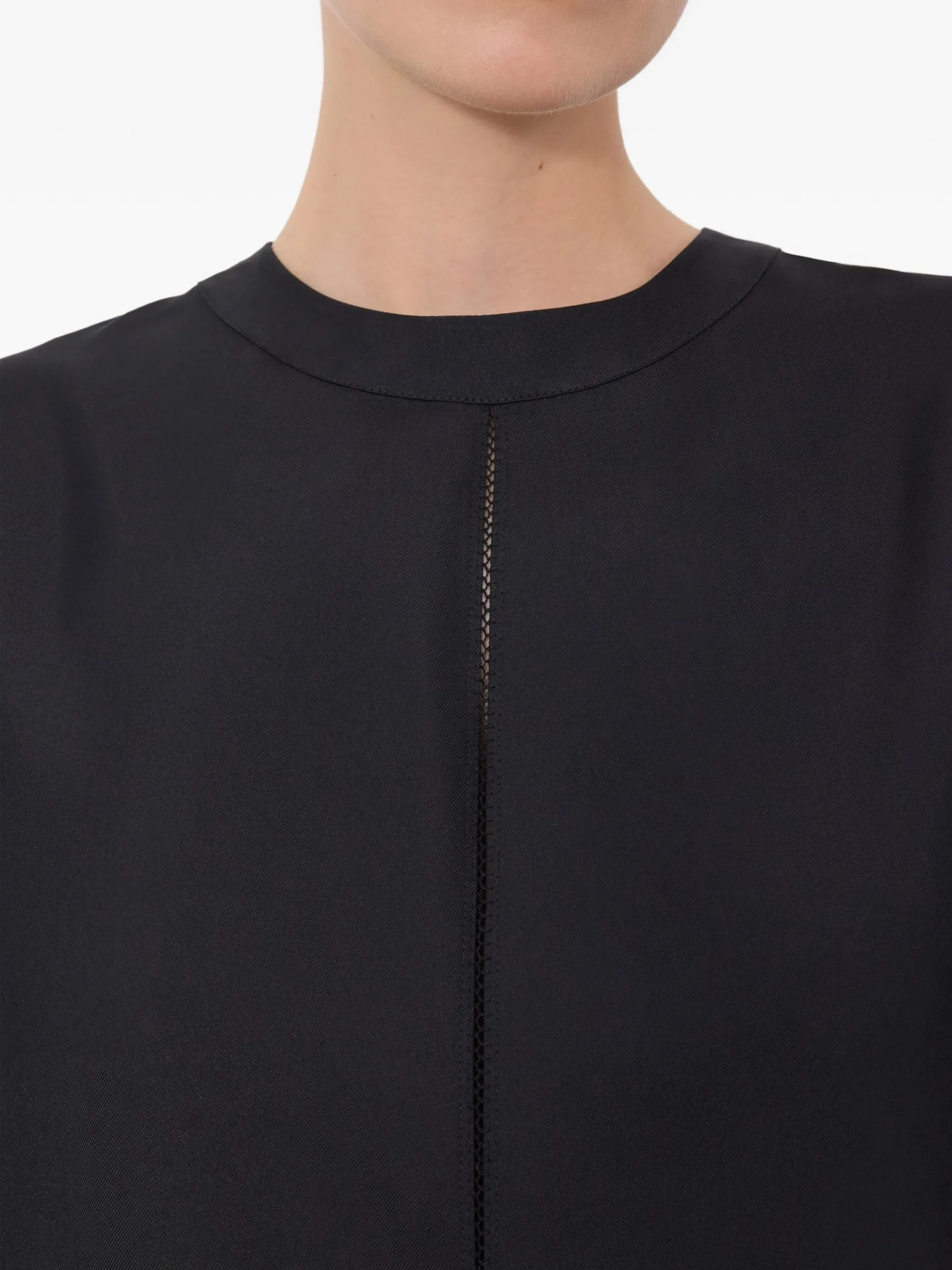 Top LouLou De Saison Havana lace-stitch silk negru - imagine 3