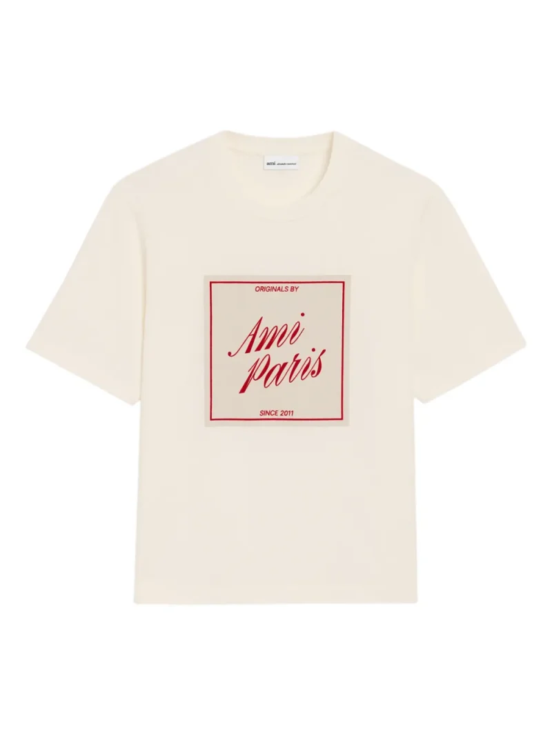 Tricou AMI Paris Heritage Print Heart bej