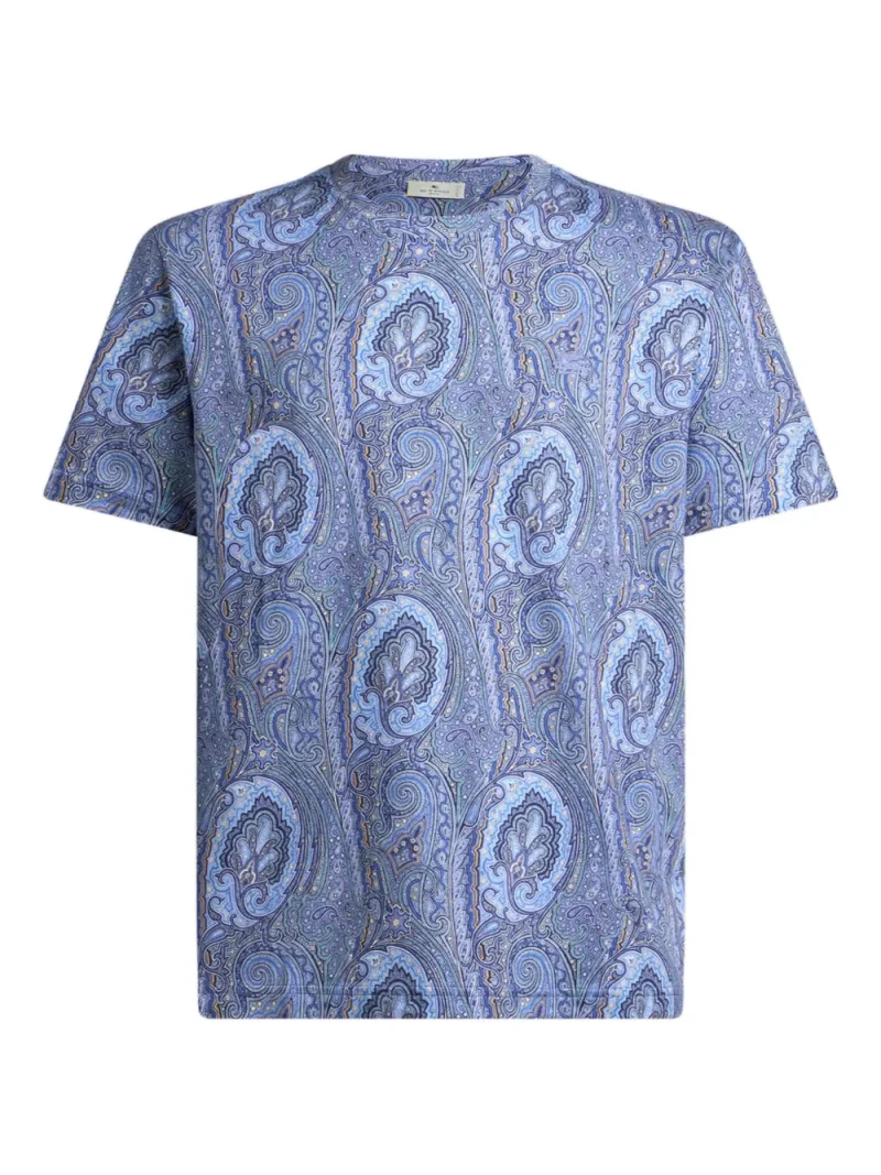 Tricou ETRO Floral Paisley Cotton albastru