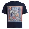 Tricou ETRO Placed Leopard-Print T-shirt bleumarin