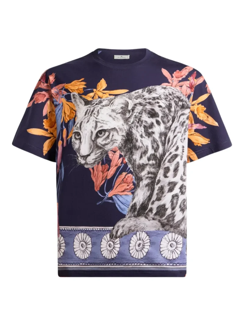 Tricou ETRO Placed-Print bleumarin