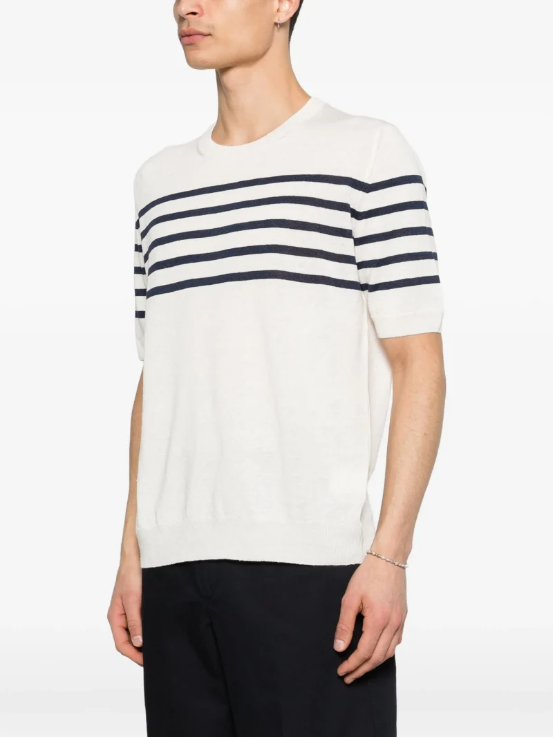 Alternative view of Tricou Gran Sasso Striped Round-Neck alb
