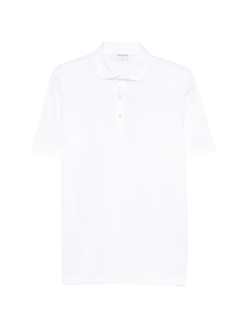 Tricou polo Gran Sasso Half-Button alb