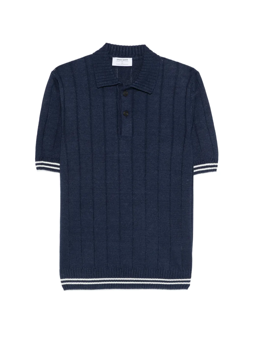 Tricou polo Gran Sasso Ribbed-Knit bleumarin
